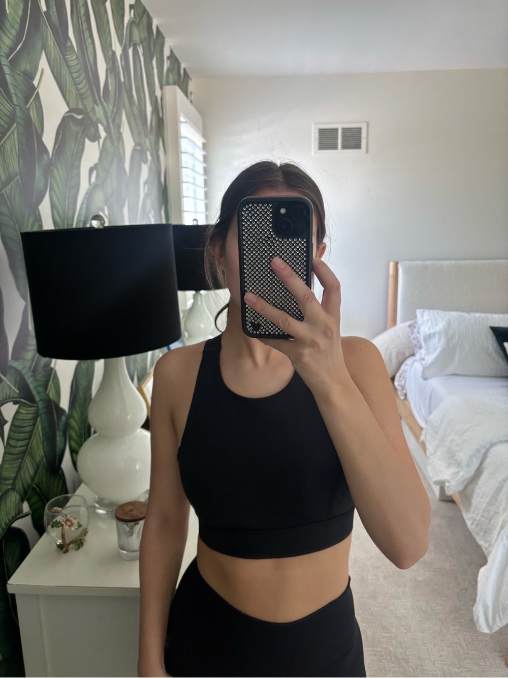 Black High-Neck Crop Tank Top